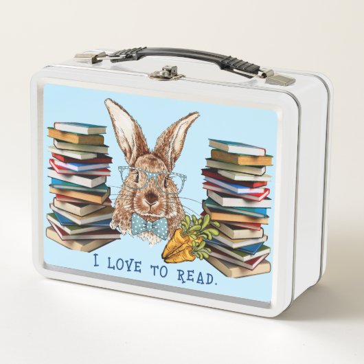 Ik hou van lezen - Rabbit Metal Lunchbox (Voorkant)