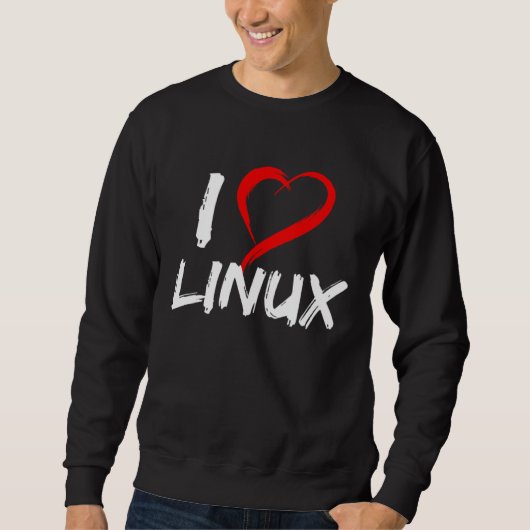 Ik hou van Linux met Hart Pinguïn Tux Open Source Trui (Voorkant)