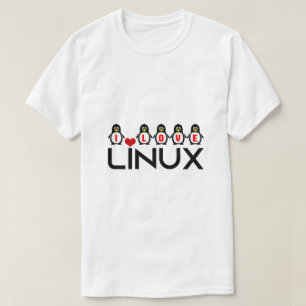 Ik hou van Linux pinguins, grappige, unieke geek T-shirt
