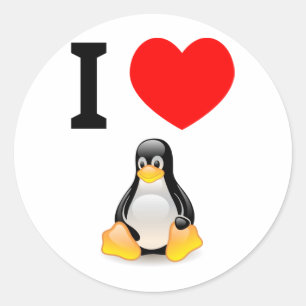 Ik hou van Linux Ronde Sticker