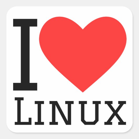 Ik hou van linux vierkante sticker (Voorkant)