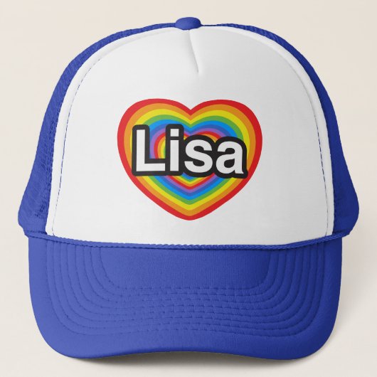 Ik hou van Lisa. Ik hou van je Lisa. Hart Trucker Pet (Voorkant)
