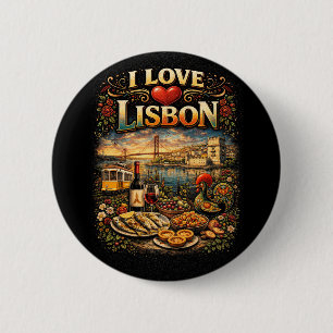 Ik hou van Lissabon Ronde Button 5,7 Cm