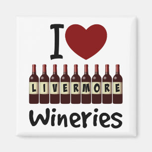 Ik hou van Livermore Wineries Hart en wijnflessen Magneet