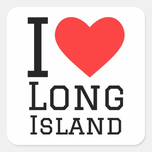 Ik hou van Long Island Vierkante Sticker (Voorkant)