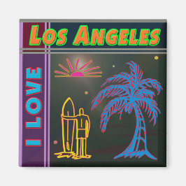 "Ik hou van Los Angeles" Sun, palm Tree&Surfer Mag Magneet