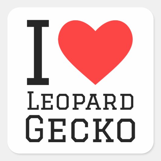 Ik hou van luipaardgekko vierkante sticker (Voorkant)