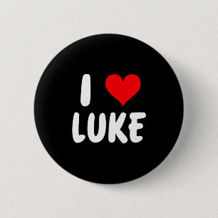 Ik hou van Luke - Hart - Naam Ronde Button 5,7 Cm