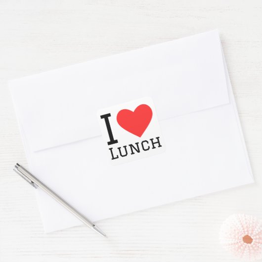 Ik hou van lunch vierkante sticker (Envelop)