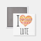 Ik hou van Lute Oranje Mandala Heart Magneet (Voorkant / Achterkant)