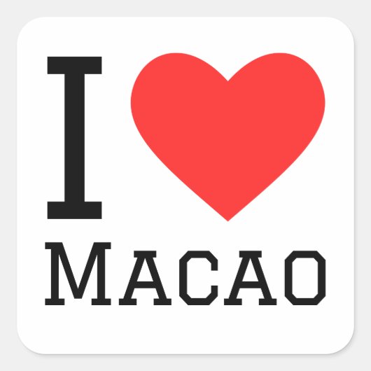 Ik hou van macao vierkante sticker (Voorkant)