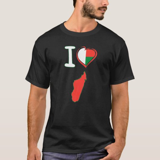 Ik hou van Madagaskar Malagassische vlag in de vor T-shirt (Voorkant)