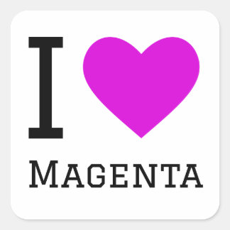 Ik hou van magenta vierkante sticker