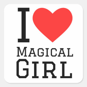 Ik hou van magische meisjes vierkante sticker