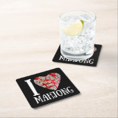 Ik hou van mahjong | Grappige mahjong Vierkante Kartonnen Onderzetter (Insitu)