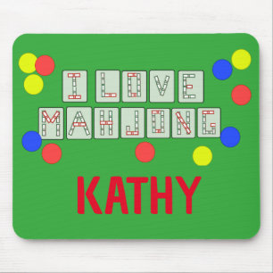 Ik hou van mahjong - Tegels met letters - geperson Muismat