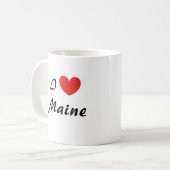 Ik hou van Maine Heart Typography Coffee Mok (Voorkant links)