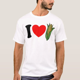 Ik hou van maïs rode hart grappige maïs liefhebber t-shirt