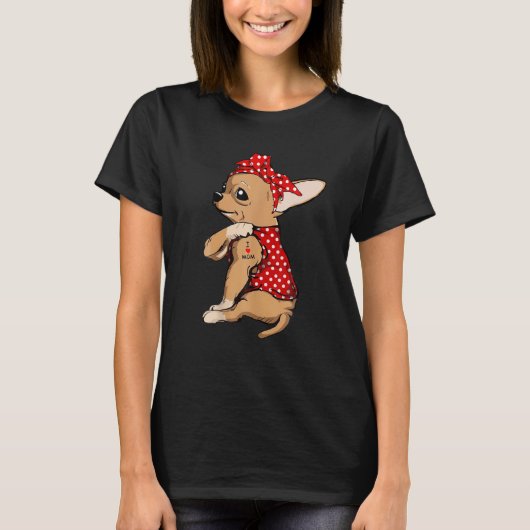 Ik hou van mam Tattoo Funny Chihuahua Dog die verd T-shirt (Voorkant)