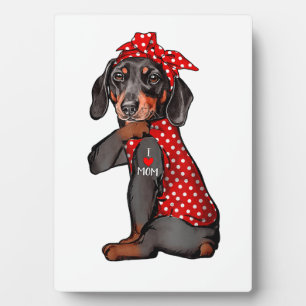 Ik hou van mam Tattoo Funny Dachshund Dog die een  Fotoplaat