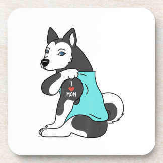 Ik hou van mam Tattoo Husky Funny Mors Day Dog Bier Onderzetter