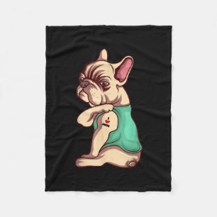 Ik hou van mam Tattoo Lover Funny French Bulldog G Fleece Deken