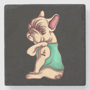 Ik hou van mam Tattoo Lover Funny French Bulldog G Stenen Onderzetter