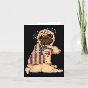 Ik hou van mam Tattoo Pug Dog Shirt American Flag  Kaart