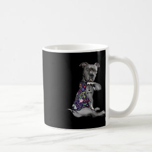 Ik hou van mama grappige Pitbull Dog Tattoo Flower Koffiemok