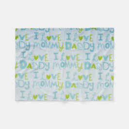 Ik hou van mama, ik hou van papa fleece deken