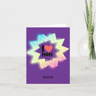 Ik hou van mama kleurrijke neon ster kaart
