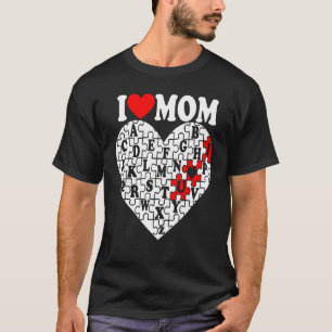 Ik hou van mama Redhart Word Search Valentijnsdag T-shirt