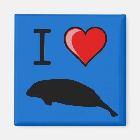 Ik hou van Manatees Magnet Magneet (Voorkant)