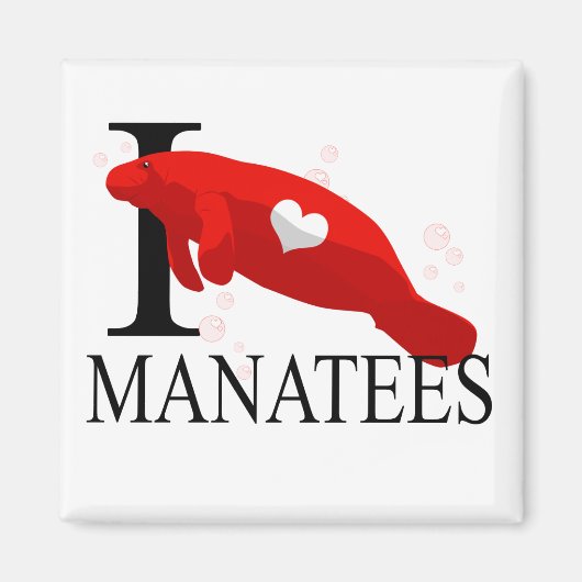 Ik hou van manatees magneten (Voorkant)