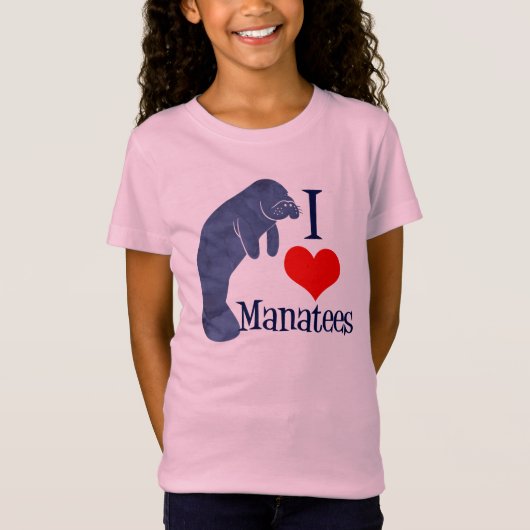 Ik hou van Manatees schattig strand Kinder T-shirt (Voorkant)