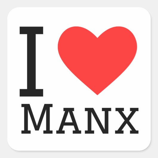 Ik hou van Manx Vierkante Sticker (Voorkant)