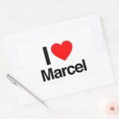 ik hou van marcel rechthoekige sticker (Envelop)