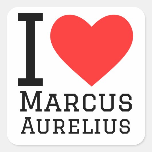 Ik hou van Marcus Aurelius Vierkante Sticker (Voorkant)
