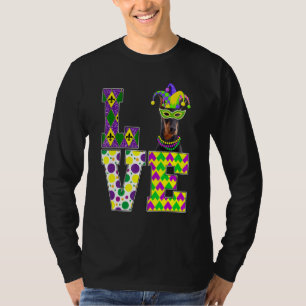 Ik hou van Mardi Gras Doberman Dog Funny Mask Fest T-shirt