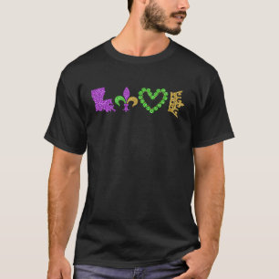 Ik hou van Mardi Gras Fleur De Lys Symbol Mannen V T-shirt