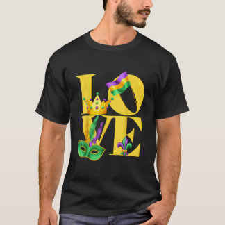 Ik hou van Mardi Gras vlagkroon Fleur de lis Mardi T-shirt