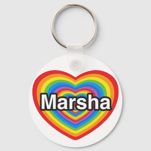 Ik hou van Marsha. Ik hou van je Marsha. Hart Sleutelhanger (Voorkant)