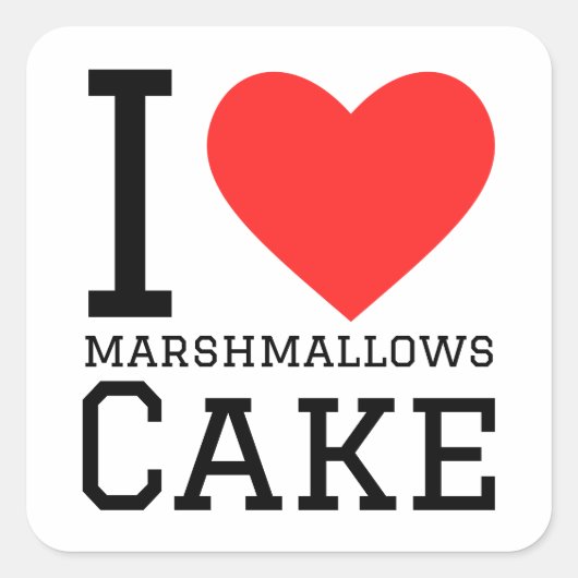 Ik hou van Marshmallow cake Vierkante Sticker (Voorkant)