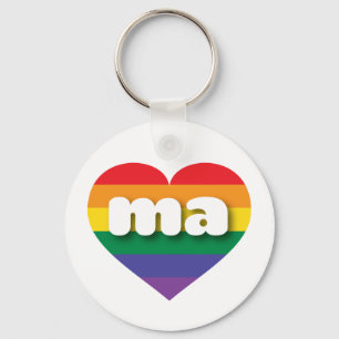 Ik hou van Massachusetts Gay Pride Rainbow Heart Sleutelhanger