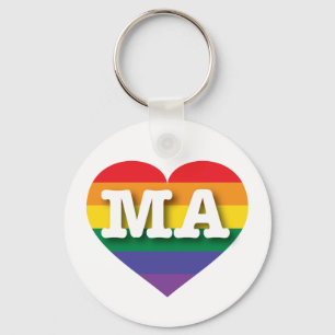Ik hou van Massachusetts Gay Pride Rainbow Heart Sleutelhanger