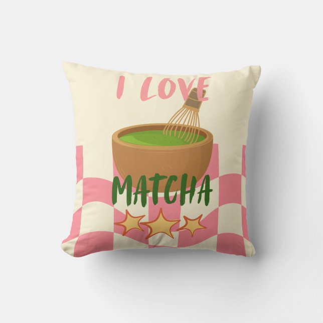 Ik hou van Matcha Worpkussen |Kawaii Matcha Kussen (Voorkant)