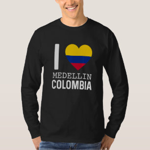 Ik hou van Medellin Colombia Vlag Kaart Colombiaan T-shirt