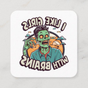 Ik hou van meisjes met hersenen vierkante visitekaartje