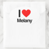 ik hou van melany ovale sticker (Tas)