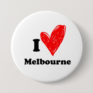 Ik hou van Melbourne Ronde Button 7,6 Cm